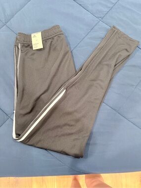 adidas Black Tapered Track Pants with Subtle Branding